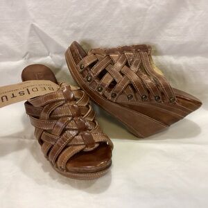 NWT Bed Stu Tan Woven Wedge Sandals SZ 7.5 $269